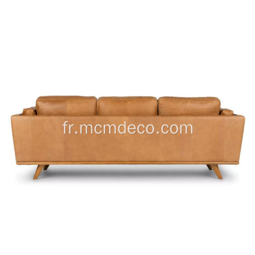 Canapé Mid-Century Modern Timber en cuir brun clair